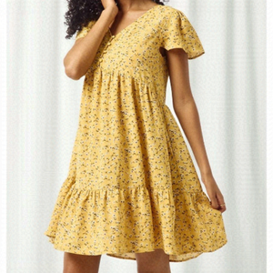 Floral Print Buttoned Dress